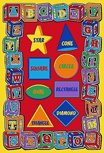 Abc Shapes Childrens School Classroom Educational Playmat Rug