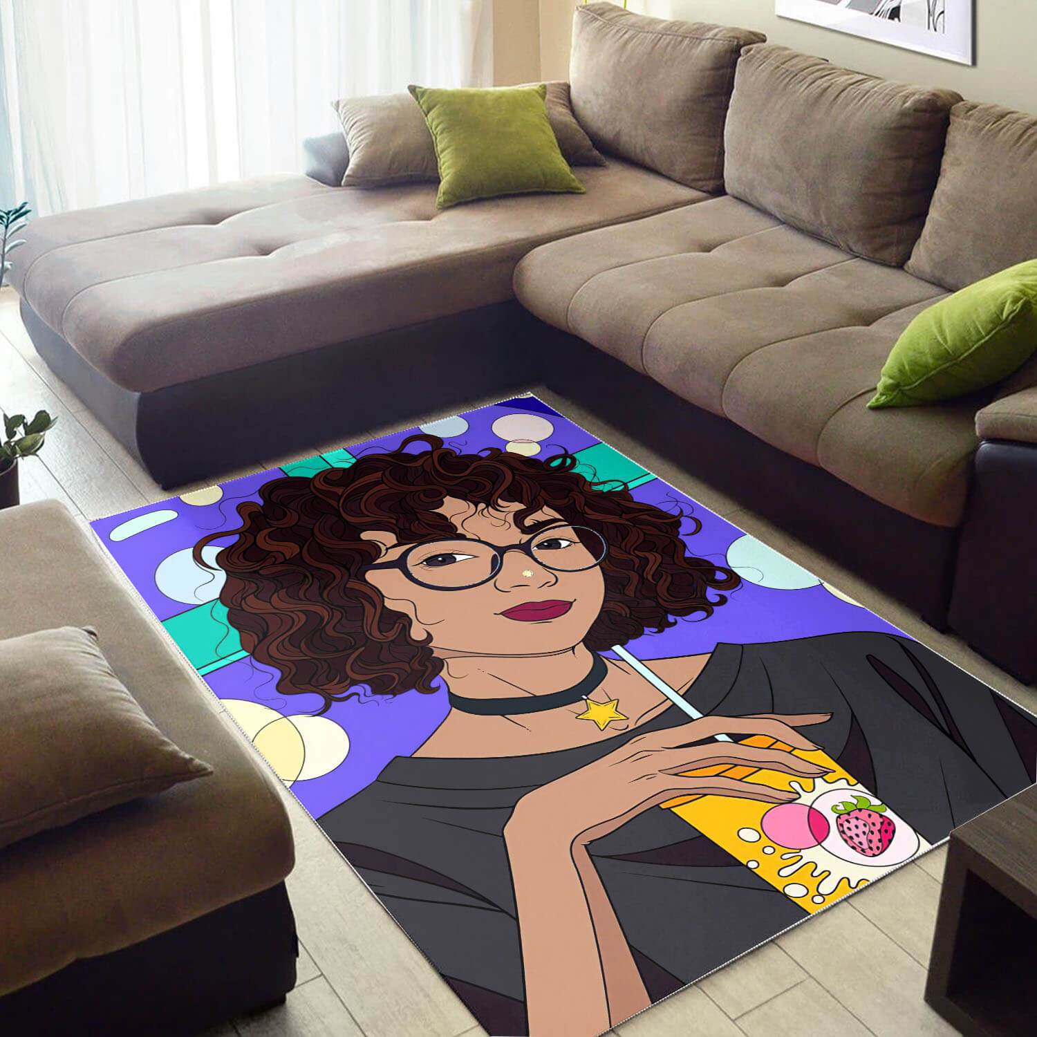 African American Beautiful Black Girl Print Carpet Themed House Rug