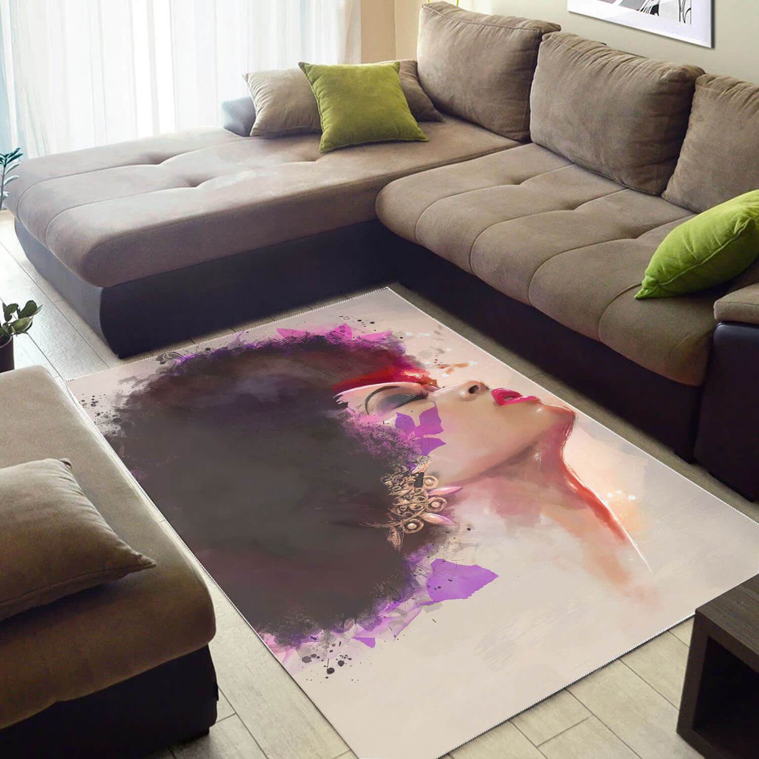 African Beautiful Afro Lady Inspired Afrocentric Room Rug