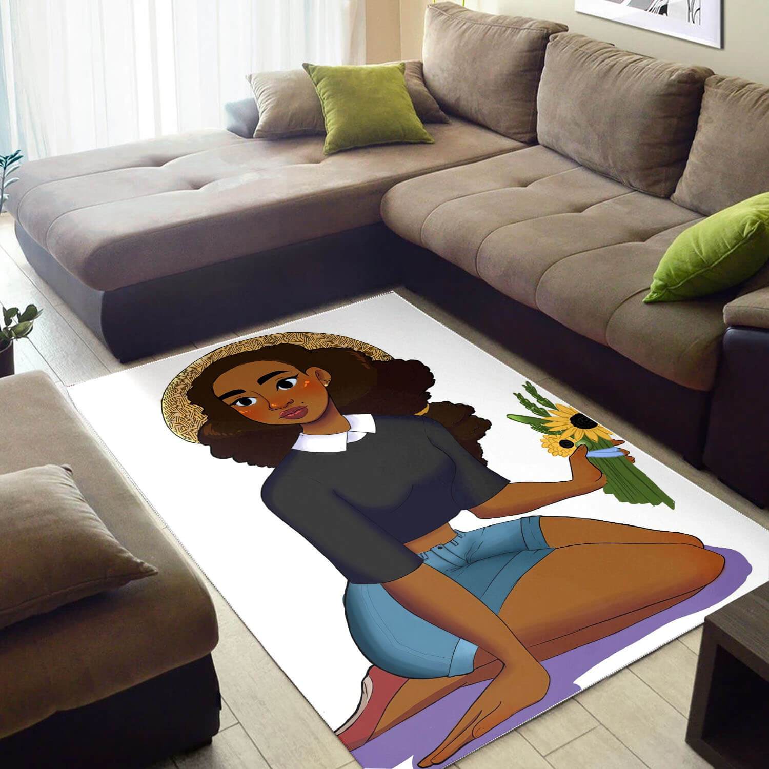 African Pretty Afro American Woman Design Floor Afrocentric Living Room Ideas Rug
