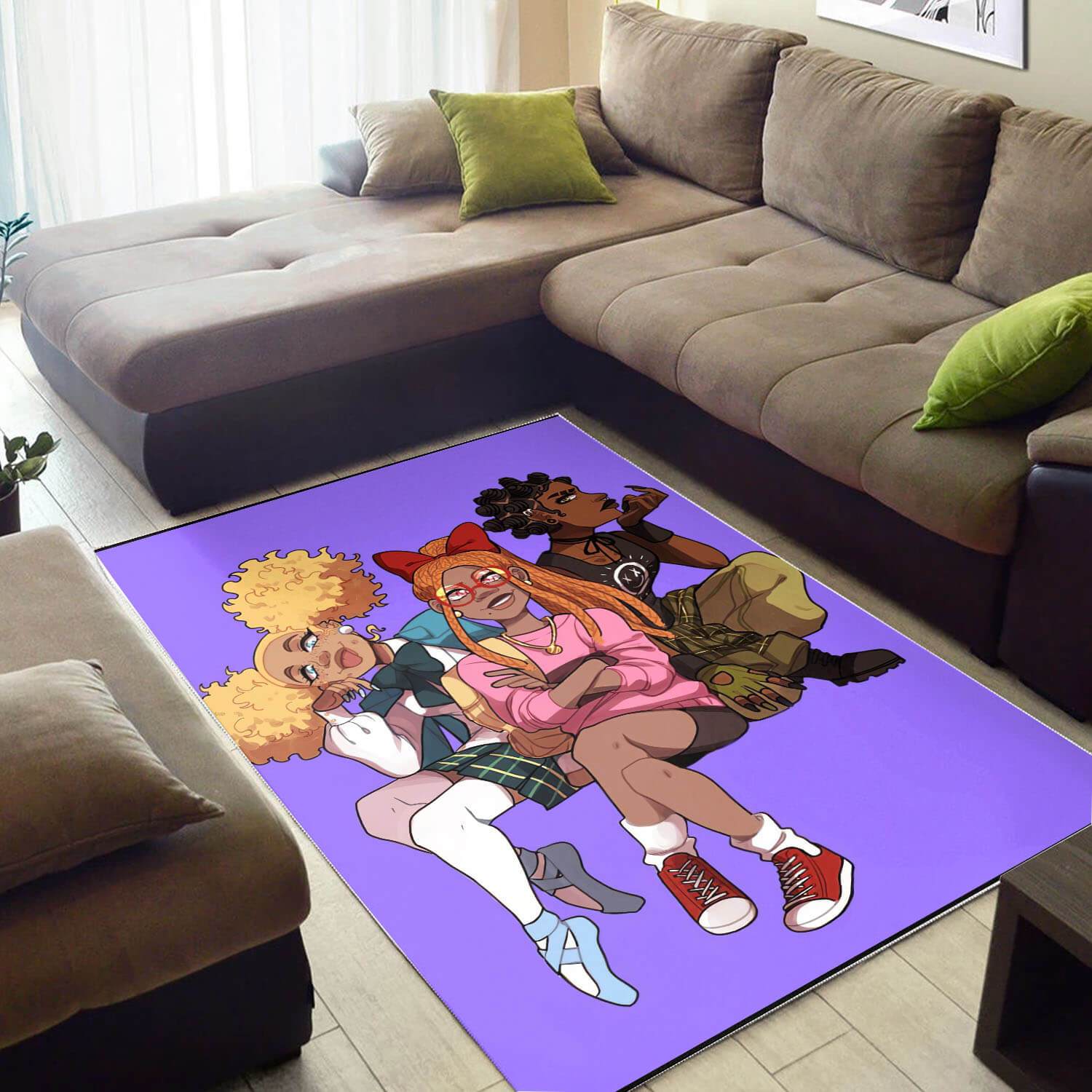 Afrocentric Pretty Lady With Afro African American Print Themed Rooms Ideas Rug