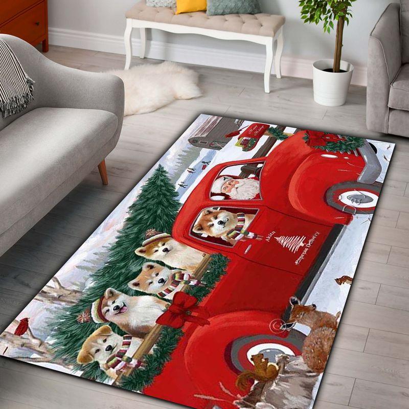 Akita And Red Truck Rectangle Limited Edition Rug