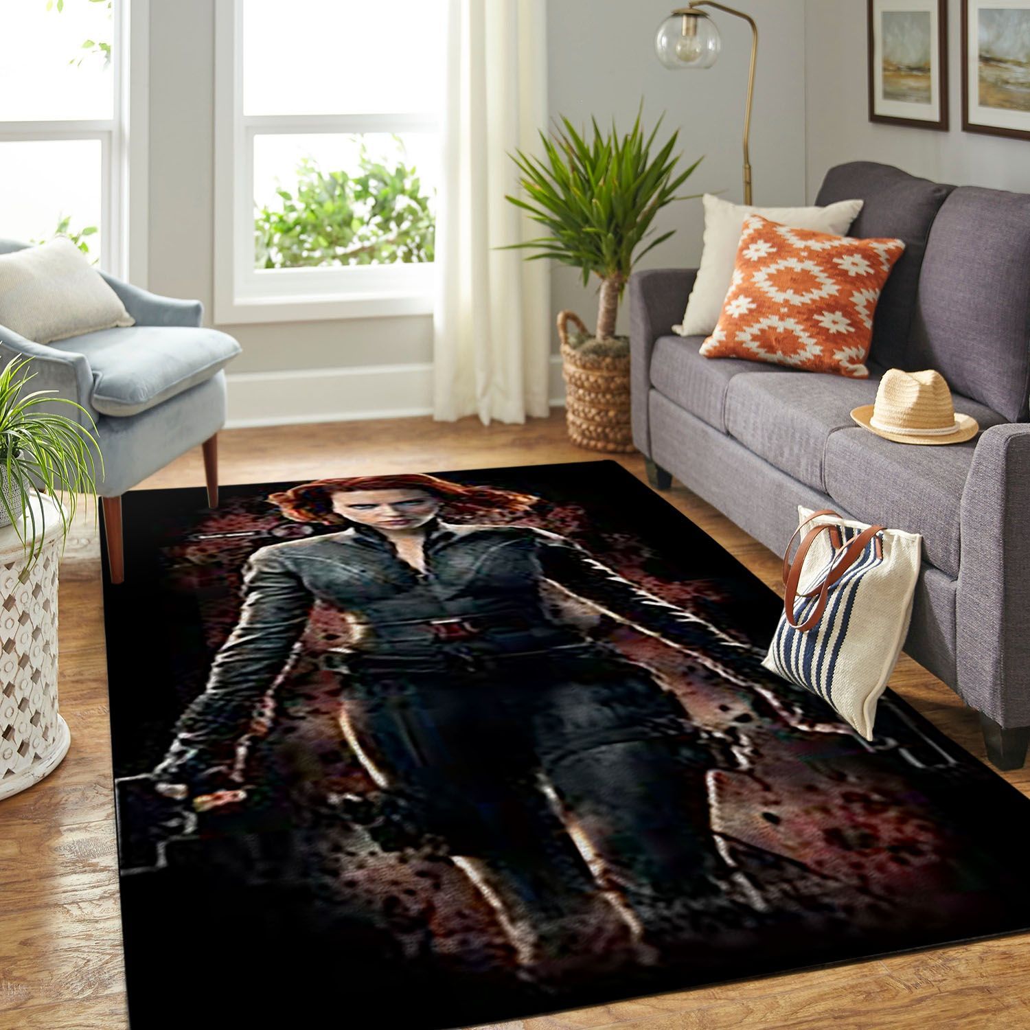 Amazon Black Window Living Room Area Rug