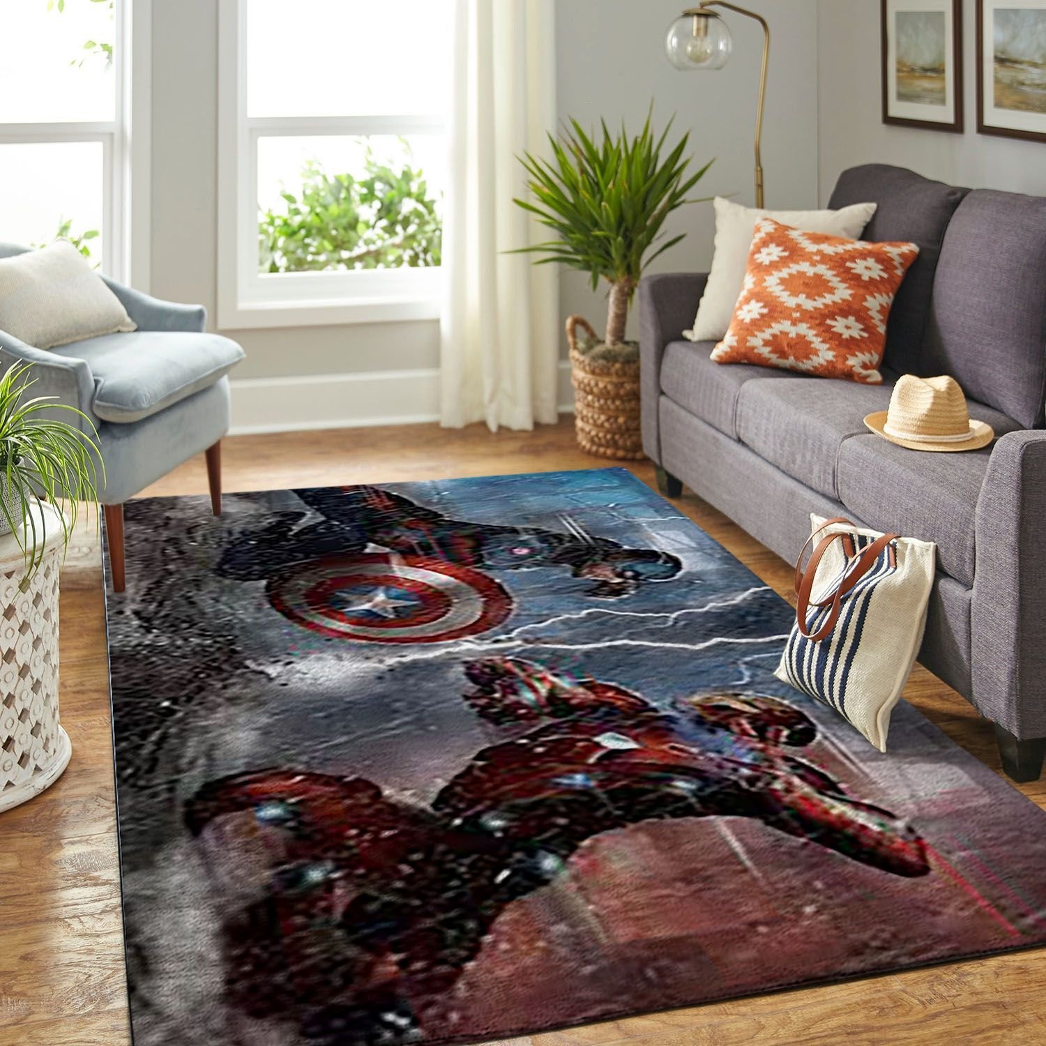 Amazon Captain America And Ironman Living Room Area Rug