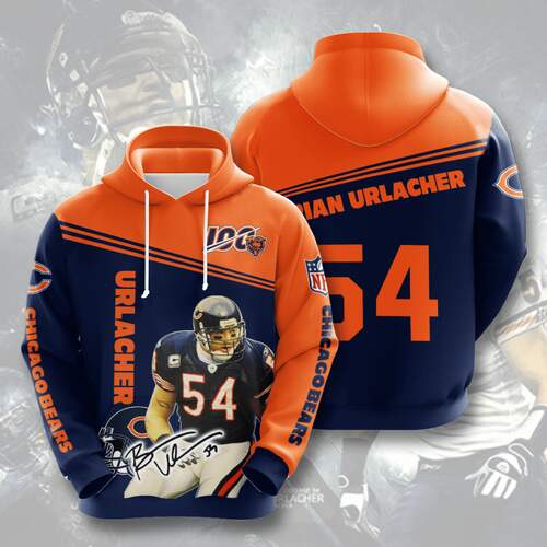 Amazon Sports Team Brian Urlacher Chicago Bears Hoodie 3D