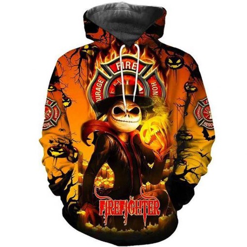 Amazon Sports Team Firefighter Jack Skellington Hoodie 3D