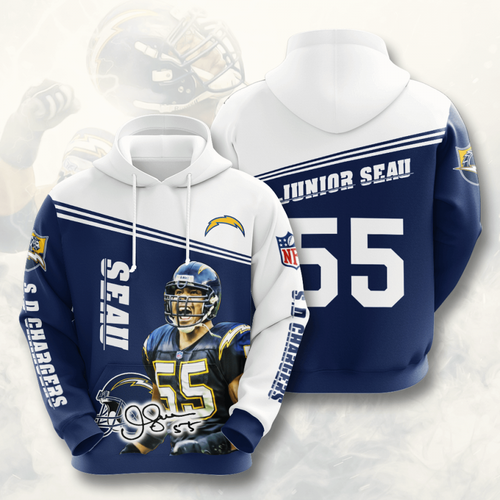 Amazon Sports Team Junior Seau Los Angeles Chargers Hoodie 3D