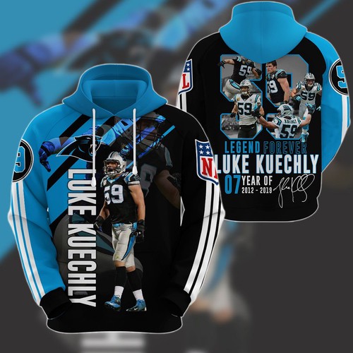 Amazon Sports Team Legend Luke Kuechly Carolina Panthers Nfl Hoodie 3D