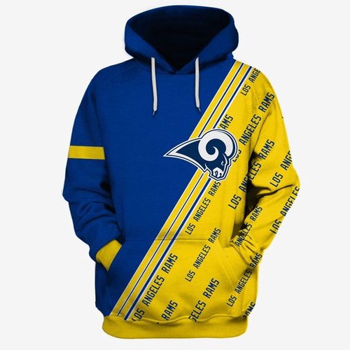 Amazon Sports Team Los Angeles Rams Many Logo Hoodie 3D
