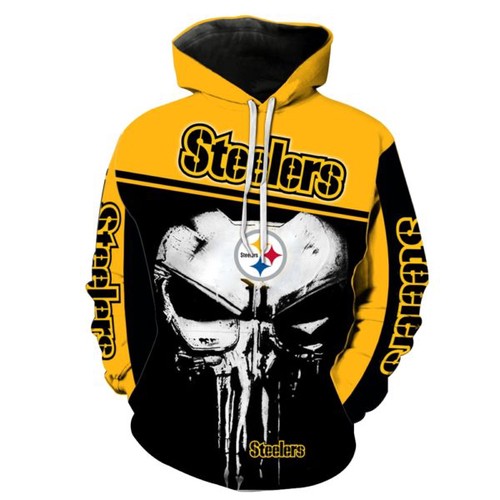Amazon Sports Team Pittsburgh Steelers Punisher Skull Hoodie 3D
