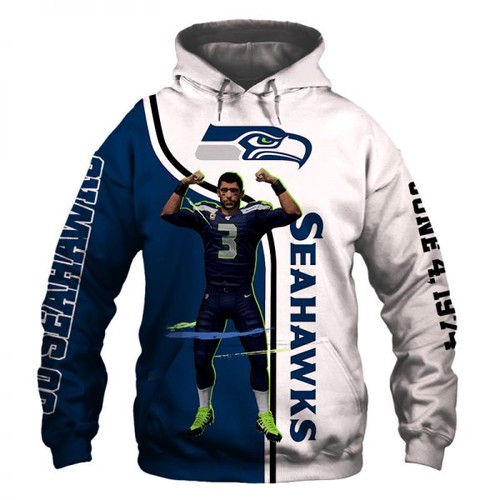 Amazon Sports Team Seattle Seahawks Nfl Russell Wilson Hoodie 3D