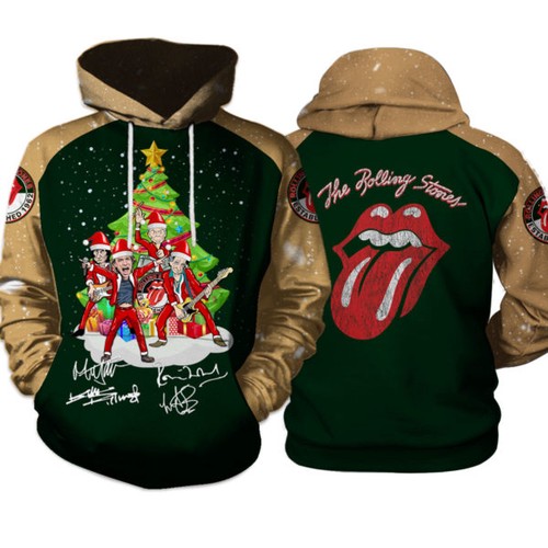 Amazon Sports Team The Rolling Stones Signature Christmas Tree Hoodie 3D