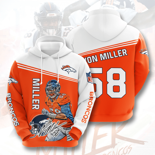 Amazon Sports Team Von Miller Denver Broncos Hoodie 3D