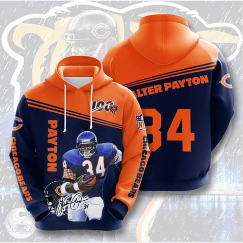 Amazon Sports Team Walter Payton Chicago Bears Hoodie 3D