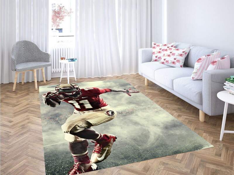 American Football Player Running Carpet Rug