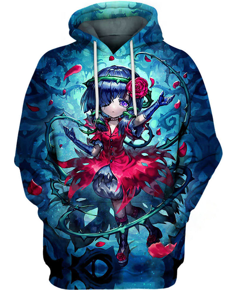 Anime Rose Girl Hoodie 3D