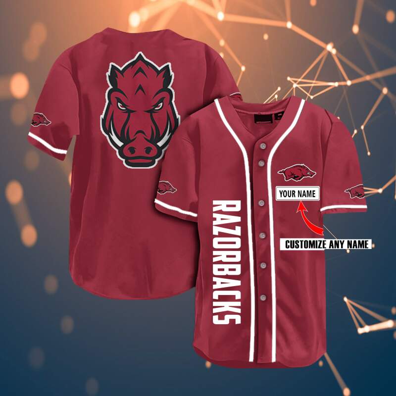 Arkansas Razorbacks Personalized Name Ncaa Fans Team 3d Customization Gifts Baseball Jersey