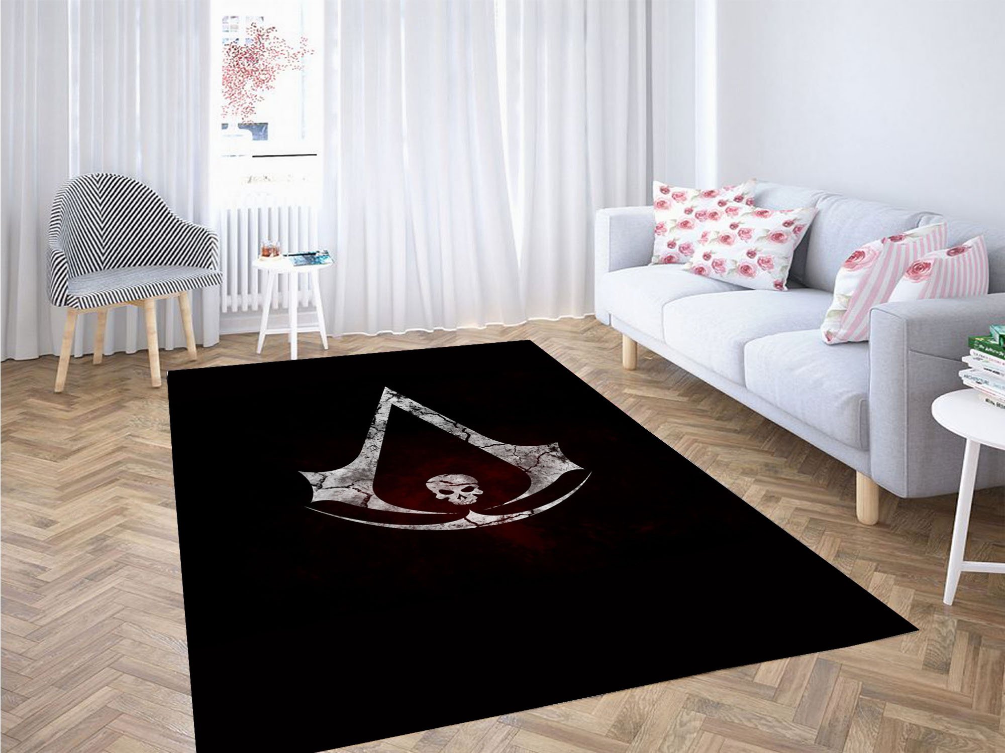 Assasins And Volcom Skull Carpet Rug