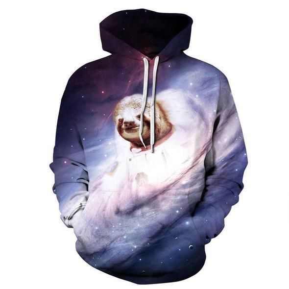 Astronaut Sloth Galaxy Pullover Animal Spaces Hoodie 3D