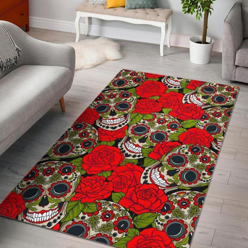 Awesome Rosy Skull Rectangle Limited Edition Rug