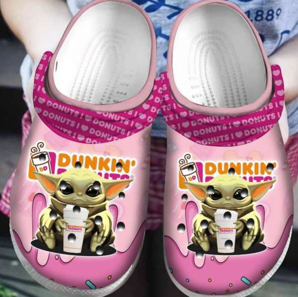 Baby Yoda Hug Dunkin’ Donuts Crocs Clog Shoes