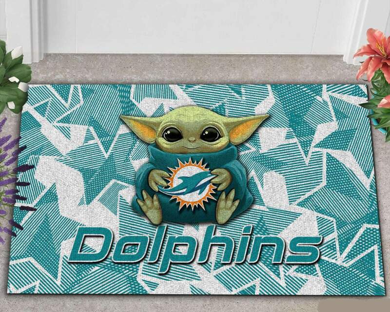 Baby Yoda Miami Dolphins Doormat