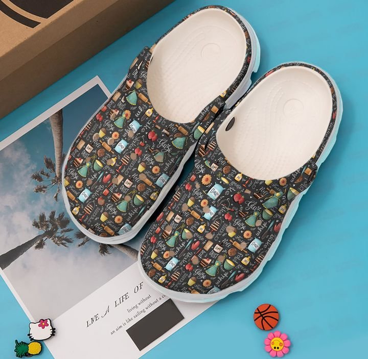 Bake Love Pattern Crocs Clog Shoes