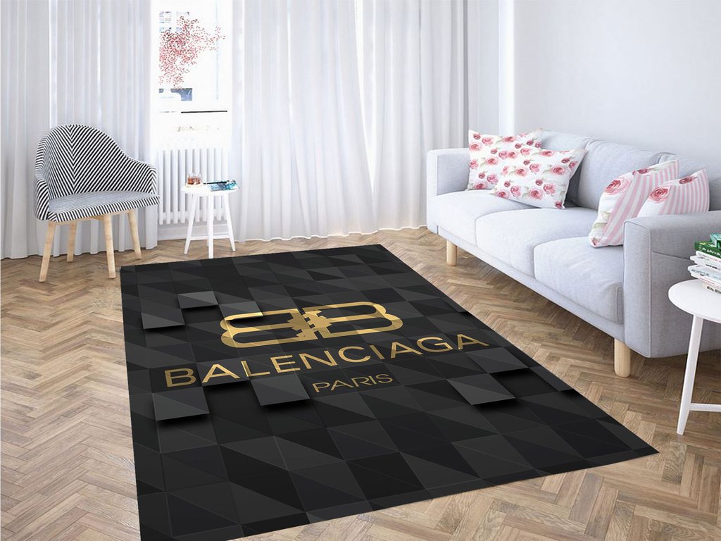 Balenciaga Paris Fashion Fancy Gold Living Room Modern Carpet Rug