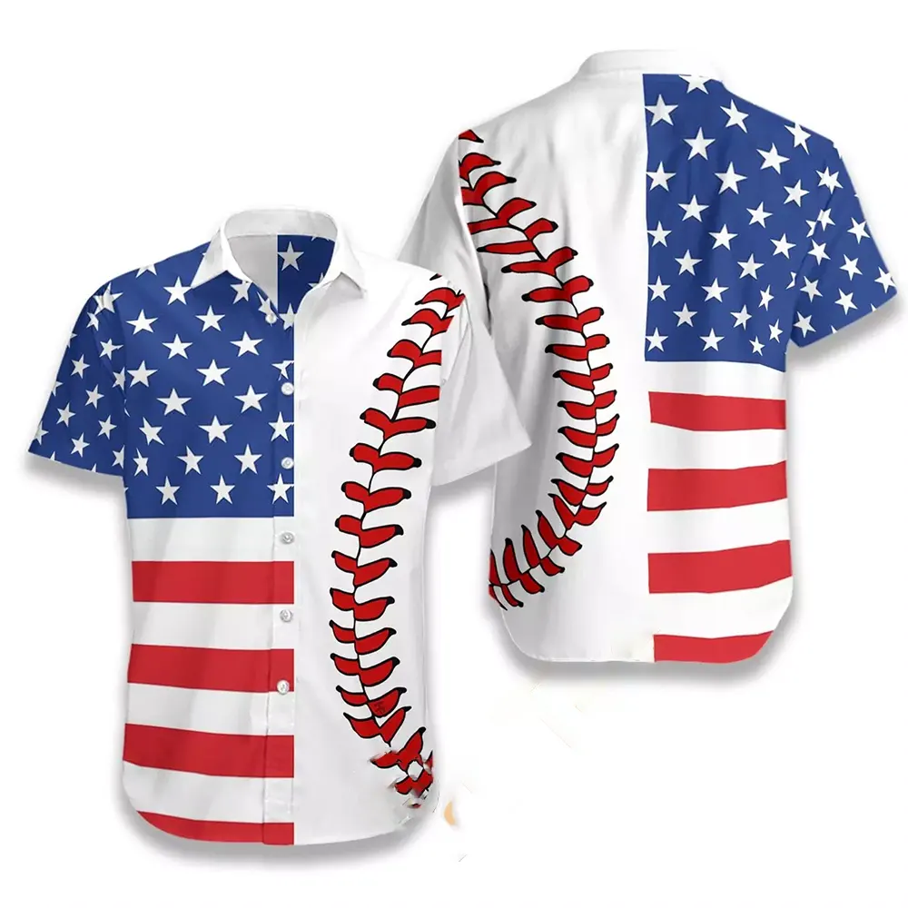 Baseball American Flag Hawaiian shirts