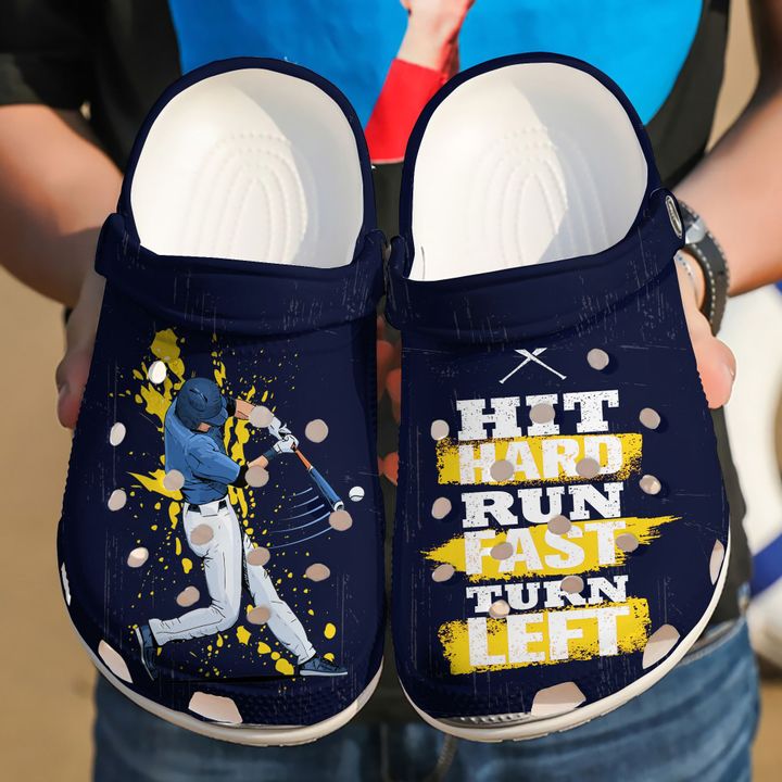 Baseball Hit Hard Run Fast Crocs Clog Shoes
