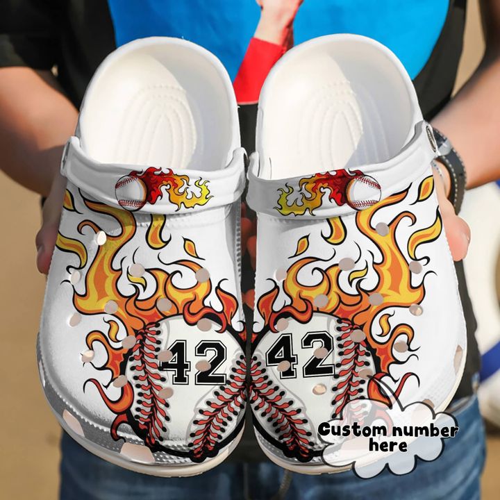Baseball Personalized Fire Crocs Clog Shoes