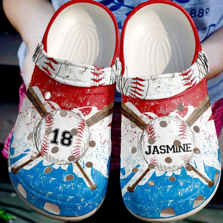 Baseball Personalized Watercolor Crocs Clog Shoes