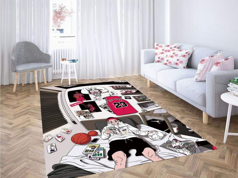 Basketball And Hypebeast Nba Carpet Rug