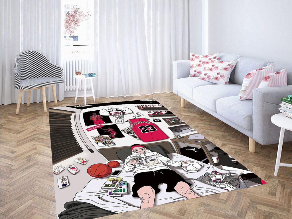 Basketball And Hypebeast Nba Living Room Modern Carpet Rug