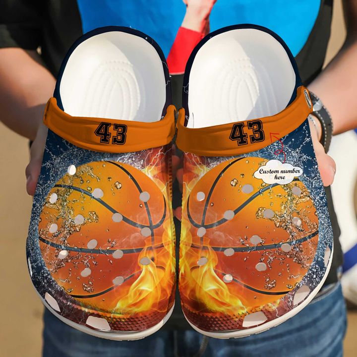 Basketball Personalized Fire And Ice Crocs Clog Shoes
