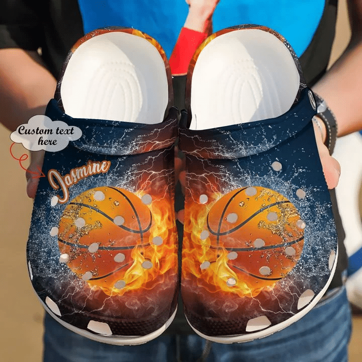 Basketball Personalized Fire Crocs Clog Shoes