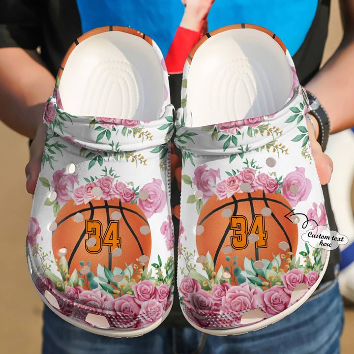 Basketball Personalized Floral Crocs Clog Shoes