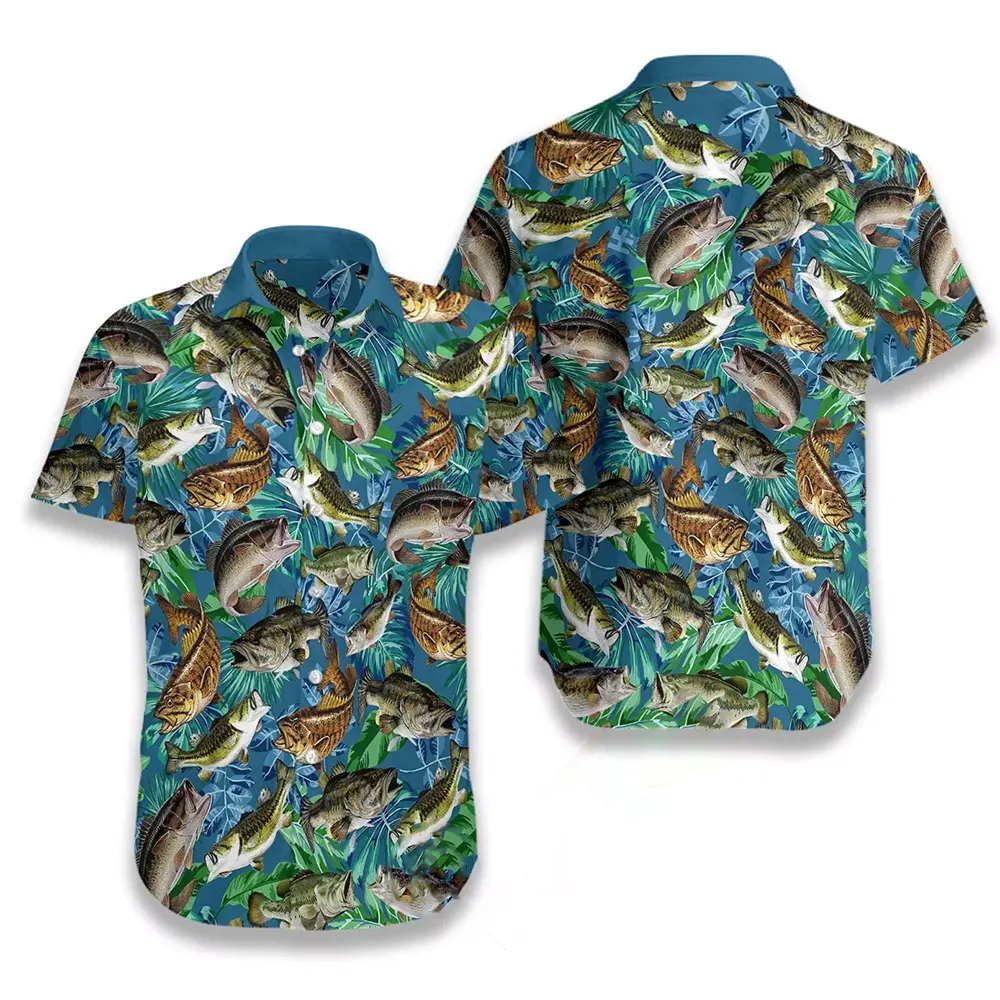 Bass Fish Seamless Pattern Hawaiian shirts