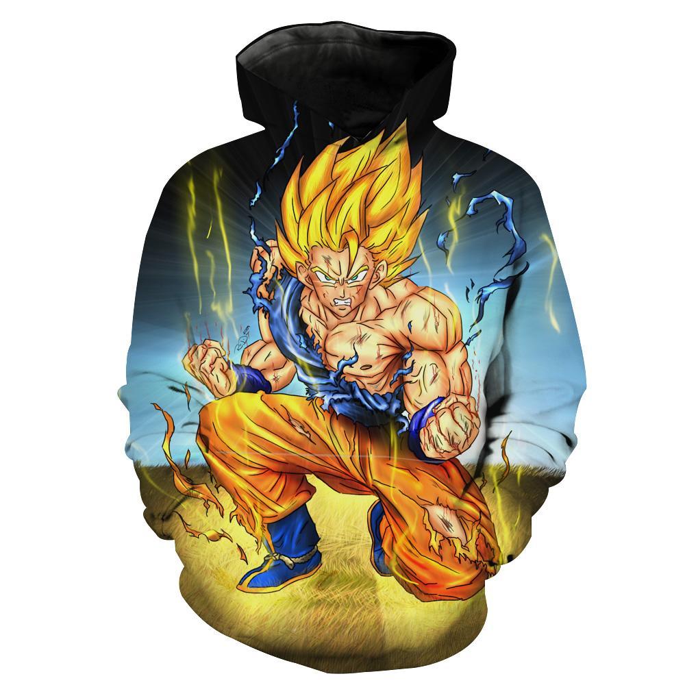 Battle Damaged Ssj Goku Dragon Ball Z Goku Hoodie 3D