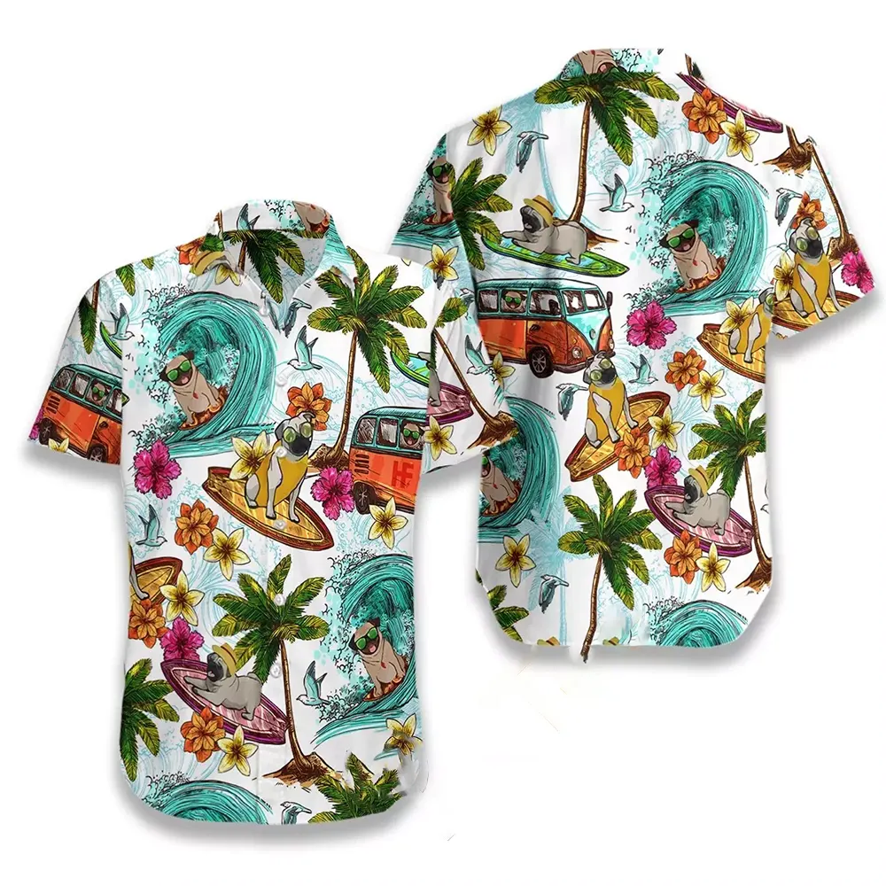 Beach Pugs Hawaiian shirts