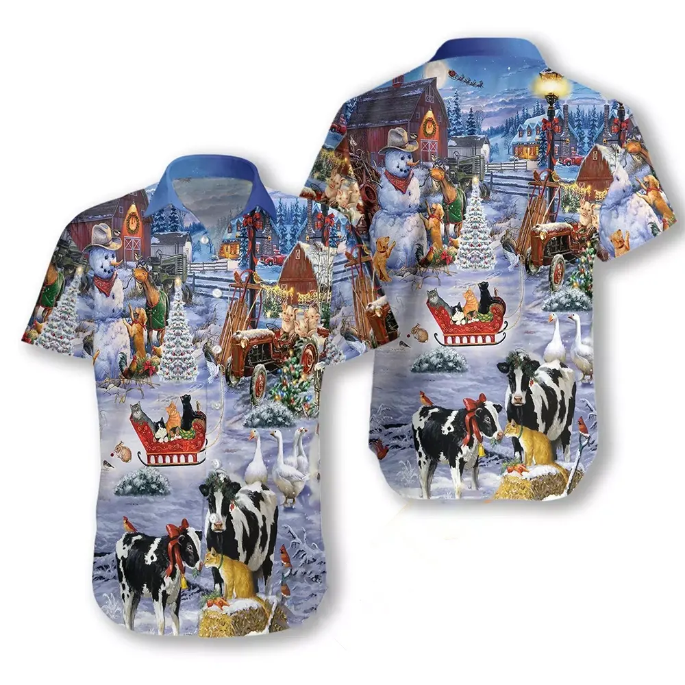Beautiful Farm On Christmas Hawaiian shirts