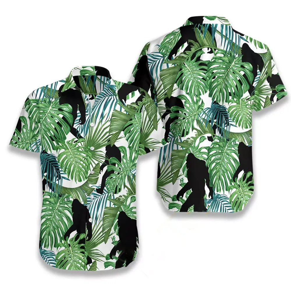 Bigfoot Tropical Seamless Pattern Hawaiian shirts