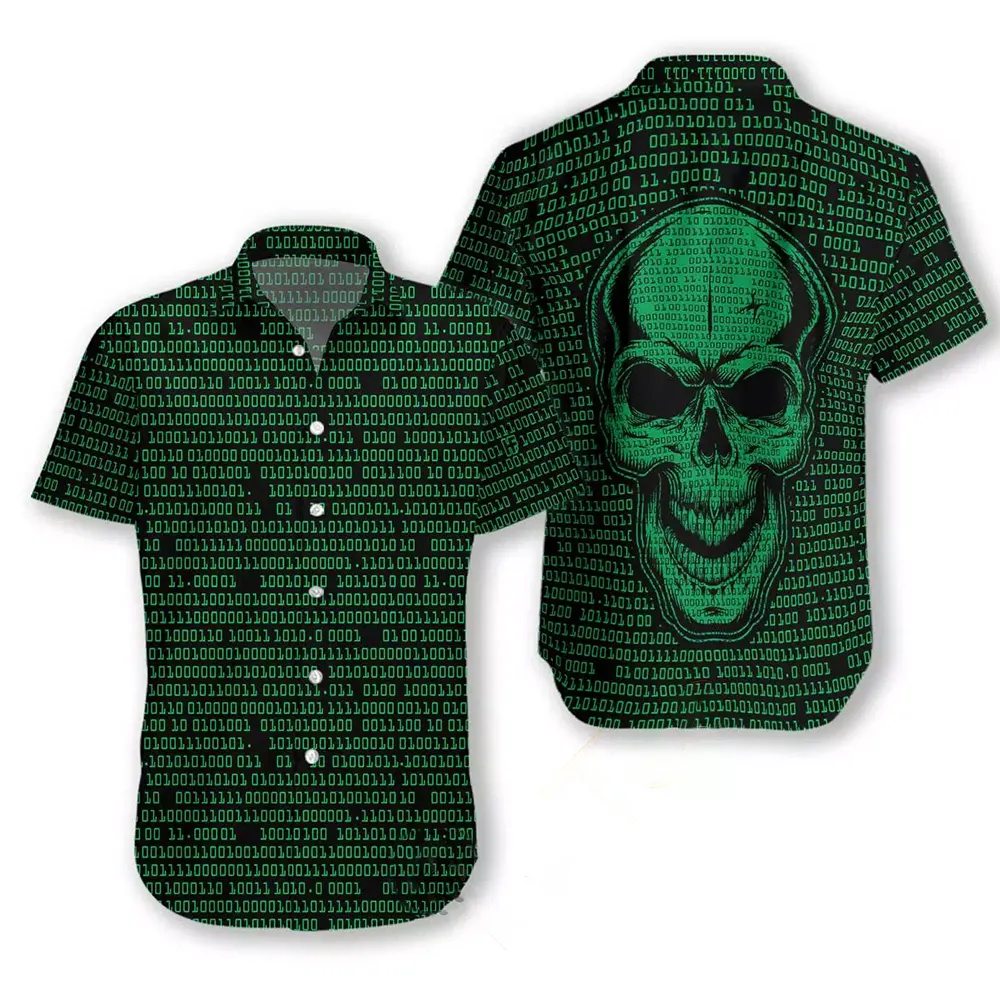 Binary Code Skull Hawaiian shirts