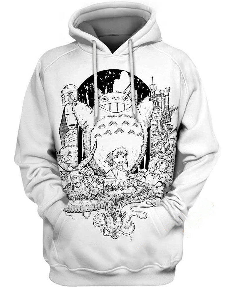 Black And White Totoro Hoodie 3D