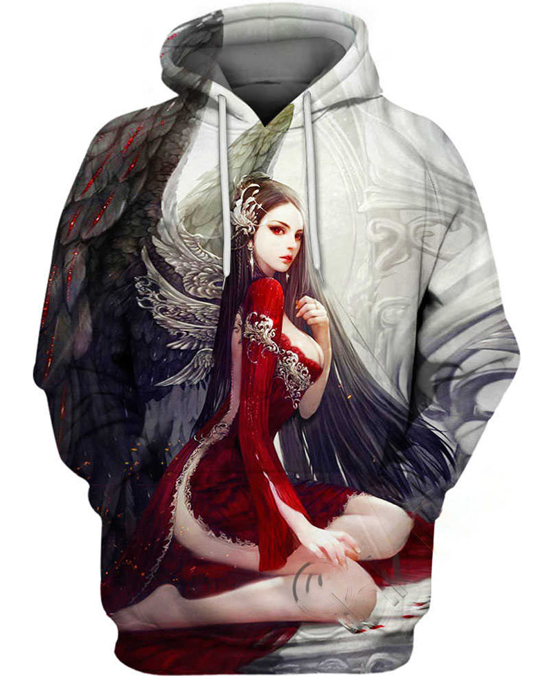 Black Angel Hoodie 3D