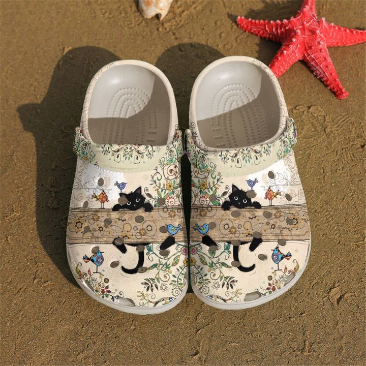 Black Cat Lovely Hanging Crocs Clog Shoes