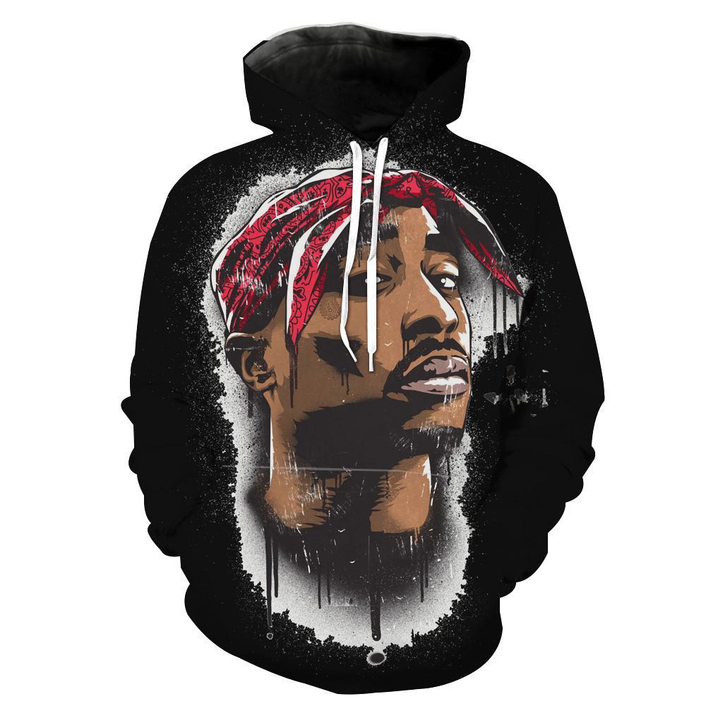 Black Tupac Hoodie 3D