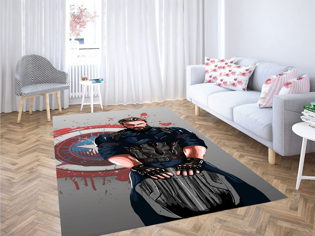 Bloody Captain America Shield Living Room Modern Carpet Rug