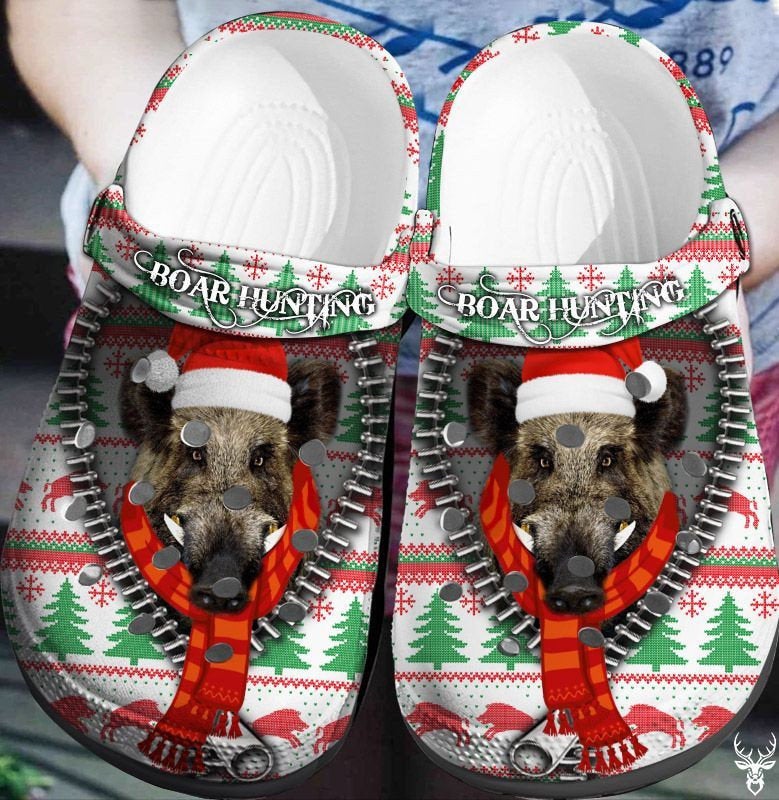 Boar Hunting Christmas Crocs Clog Shoes