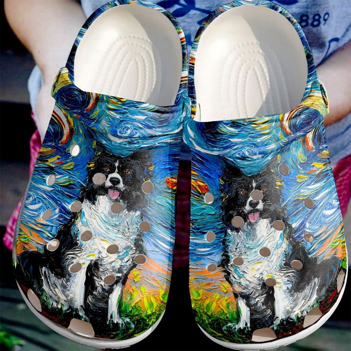Border Collie Night Crocs Clog Shoes